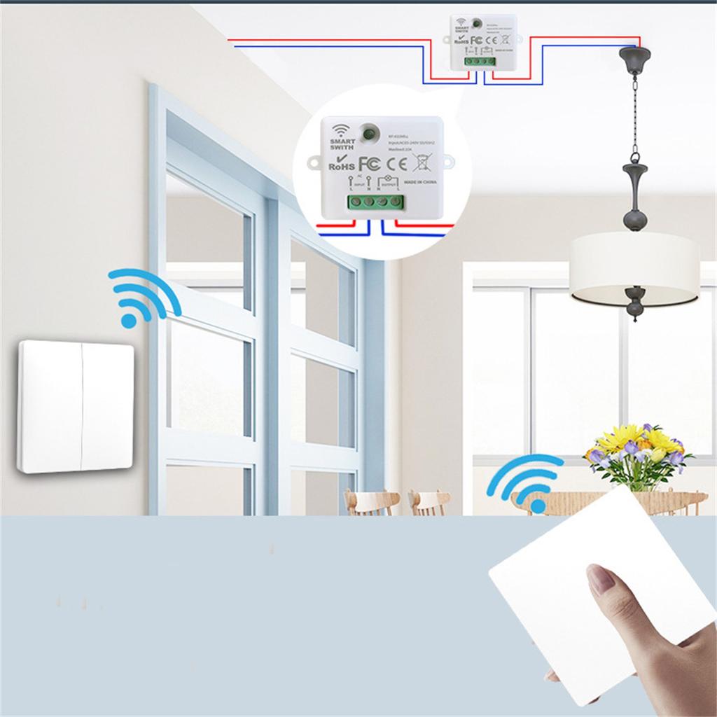 Smart Wireless Rocker Switch Single Pole Double Control Compatible with 433MHz RF Remote Control AC 85-265V 50/60Hz Electrical Switch Module