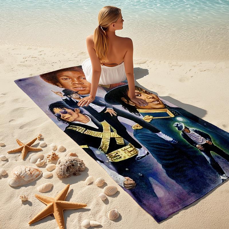 American Music Rock Michael Joseph Jackson Beach Towel Outdoor Camping Vacation Swimming Beach Towel Outdoor Absorbent Bath Towel Y8