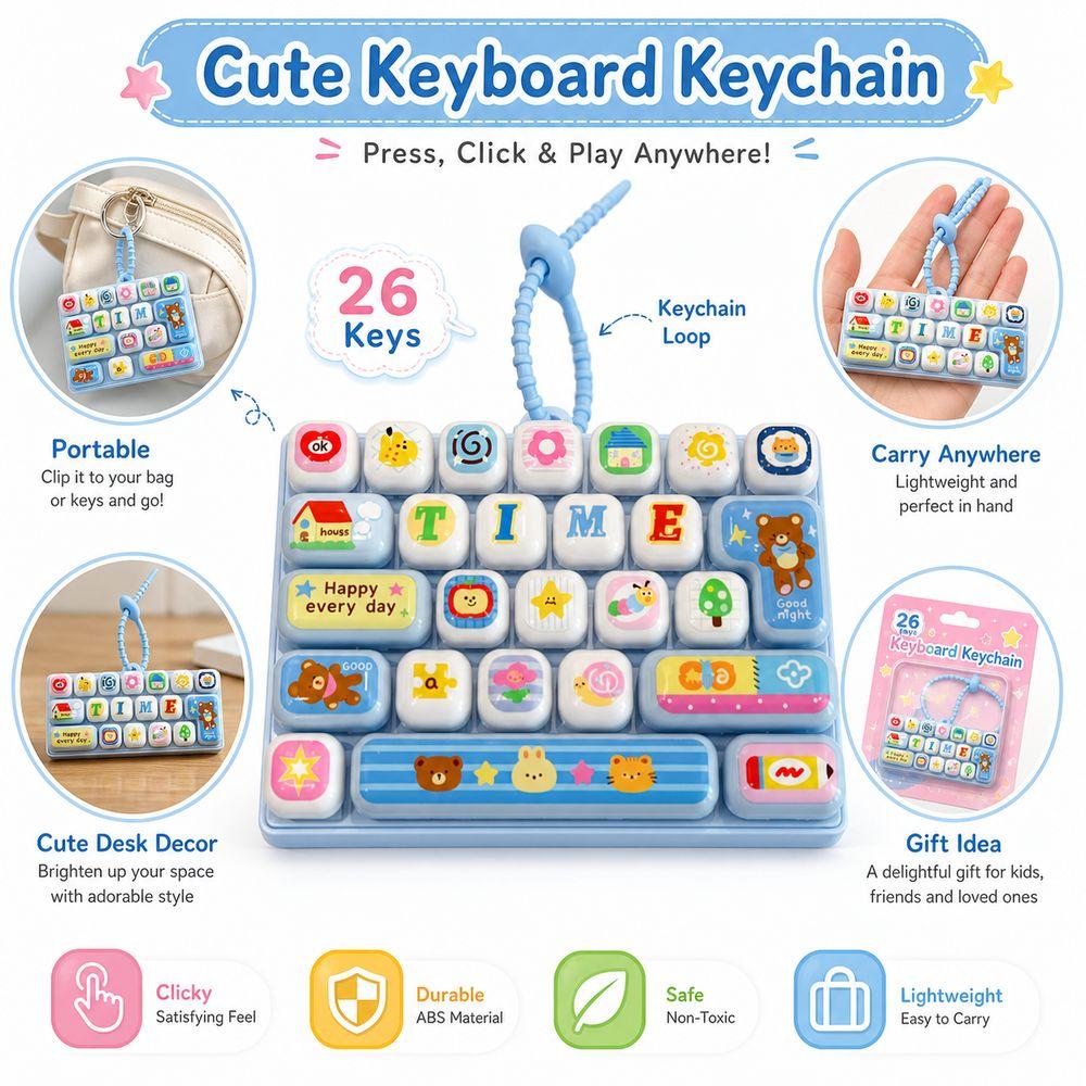Clear Key Sounds Stress Relief Decompression Toy 26-key Keyboard Toy  Bag Ornament