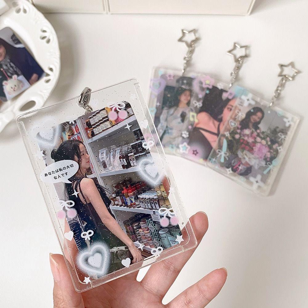 2.7x4.1 Inch Acrylic Photocard Holder Transparent with Keychain Photo Card Case Protetion Cover Ins