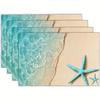 4pcs Place Mats Beach Mat Ocean Style Meal Pad Marine Life Table Mat Starfish Shell Meal Mat for Kitchen Decor Home Supplies