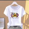 (Asian Size) Letter Style Trend Cute Faith Graphic Tee T Shirt Clothing Lady Casual Fashion Print Female Casual Women's Top Short Sleeve T-shirts