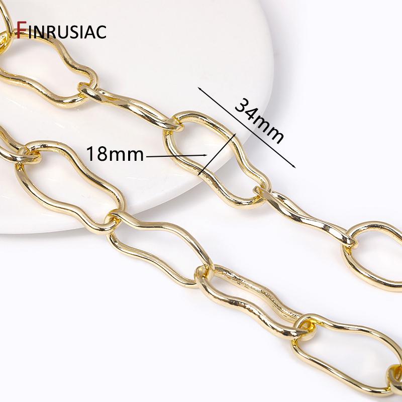 New Trendy 14K Gold Plated Brass Irregular Chains For DIY Jewelry Making Supplies, Handmade Jewelry Craft Findings Accessories