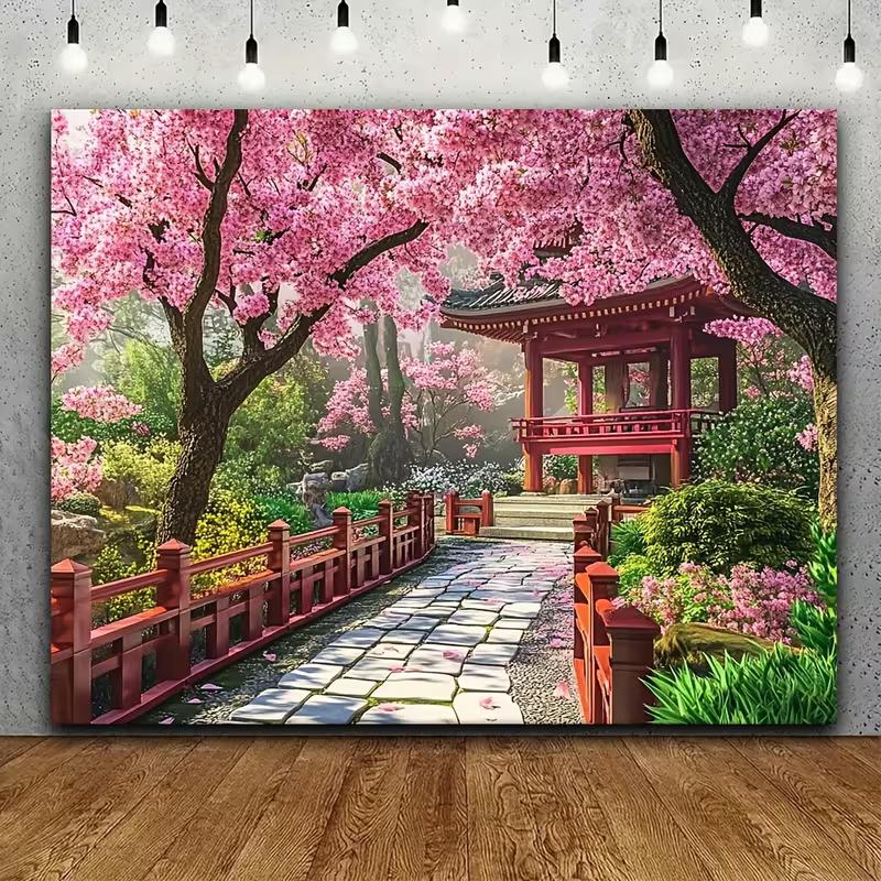 Chemin de Sakura Rêveur 2D dans un Jardin Japonais Traditionnel