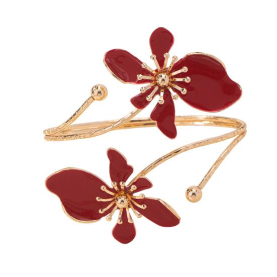 Flower Bracelet Arm Cuff Women Upper Arm Cuff Adjustable Open Bangle Armlet Bracelet Wrist Jewelry for Party Wedding Holiday