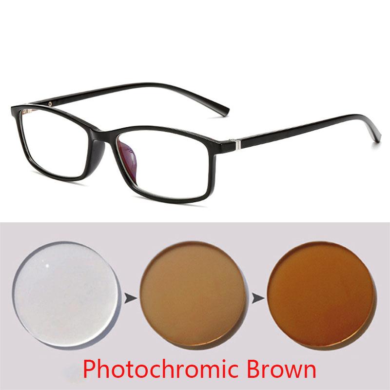 TR90 Thin Frame Change Color Eyewear Photochromic Glasses Women Men Prescription 0 -0.5 -1.0 -1.5 -2.0 -2.5 -3.0 To -6.0