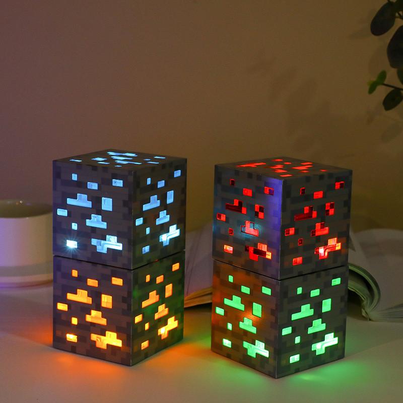 Color Changing Minecraft Themed Night Light With Rechargeable Abs Torch Design For Kids