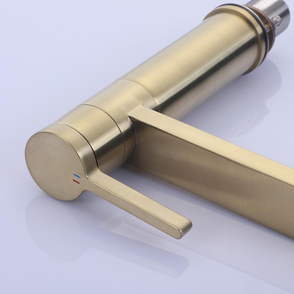 Washbasin Water Tap Bathroom Faucet Cold And Hot Mixed Bagnolux Brushed Gold Brass Deck Mounted Single Hole With Handle