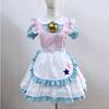 Dienstmädchen-Outfit aus Polyesterstoff mit niedlicher Schürze und Glöckchen für Halloween-Cosplay-Fans