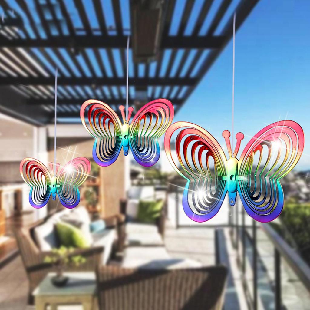 1PC Butterfly Wind Spinner Bright Color Reflective Rotating Butterfly Wind Catcher Outdoor Garden Decoration