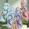 1PC Intertwined Faith Love Heart 750ml Color Plastic Sports Water Bottle Leakproof Flip Straw Lid Suitable for Sports Office Home Use