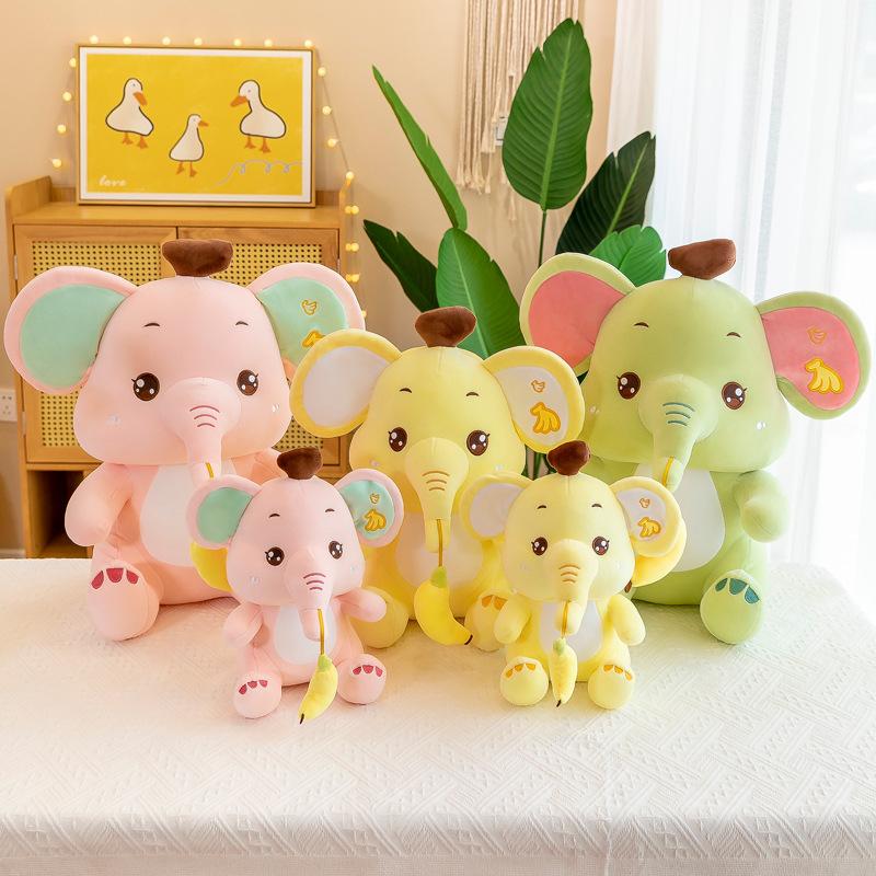 New Banana Elephant Plush Toy Doll Cute Elephant Animal Pillow Doll Pushes Birthday Gift Girl