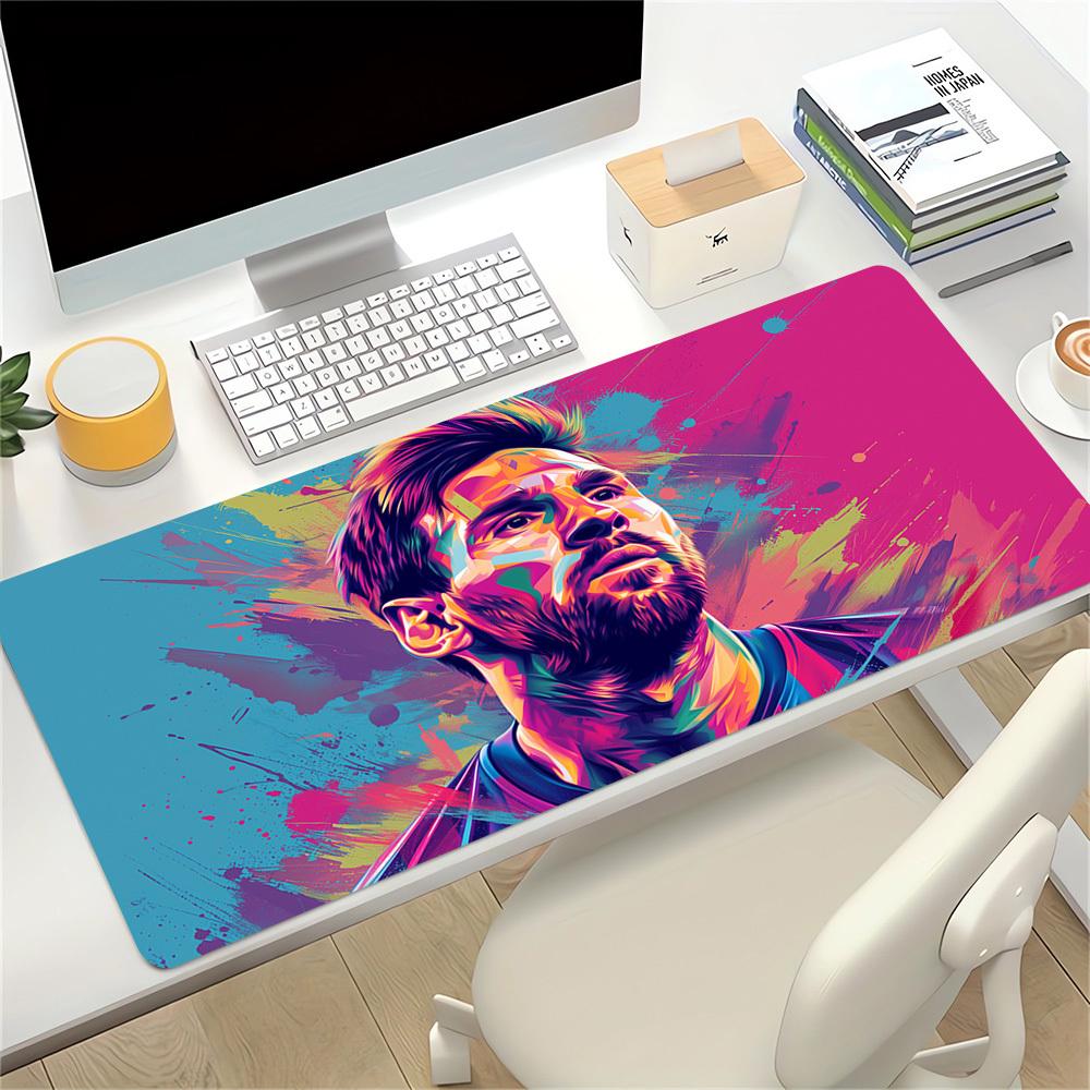 1pc Large Gaming Mouse Pad, UV Reactive Non-Slip Desk Mat, Washable PolyesterFootball, Stars, World CupComputer Pad with Vibrant Game Machin