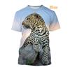 Herren- und Damen-T-Shirt Freizeithemden Lustige Lockere Oberteile Neue Mode Tier Leopard 3D-Druck
