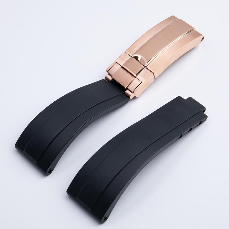 Bracelet de montre en caoutchouc à boucle courte 20/21 mm Adapté pour Rolex Daytona Submariner Role OYSTERFLEX Yacht Master Petit poignet Bracelet en silicone