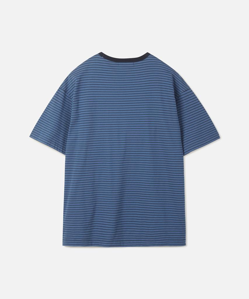 247Silijeu Usa Cotton 20-Count Striped T-Shirt Blue