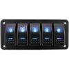 12V 24V DC Rocker Switch Panel with Blue LED Light 2 3 4 5 6 8 Position for Car Boat RV Applications with IP65 Waterproof