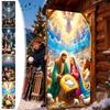 Christmas Door Cover Outdoor Fabric Religious Nativity Scene Home Decor Christmas Door Banner for Holiday Birthday Party Offices