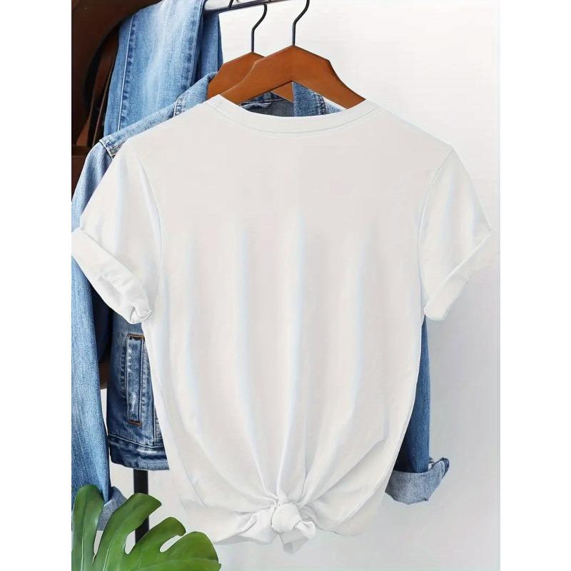 European Size  Plus Size Women's  Heart Print Round Neck Short Sleeve Comfortable Home T-Shirt