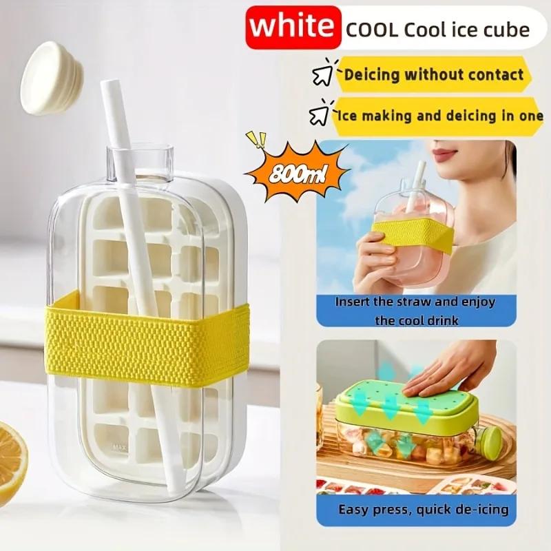 Portable Straw Cup Ice Cube Cup Parties Drinks Ice Mold/Ice Grid Quick Release Food-Grade Plastic Kitchen Accessory College