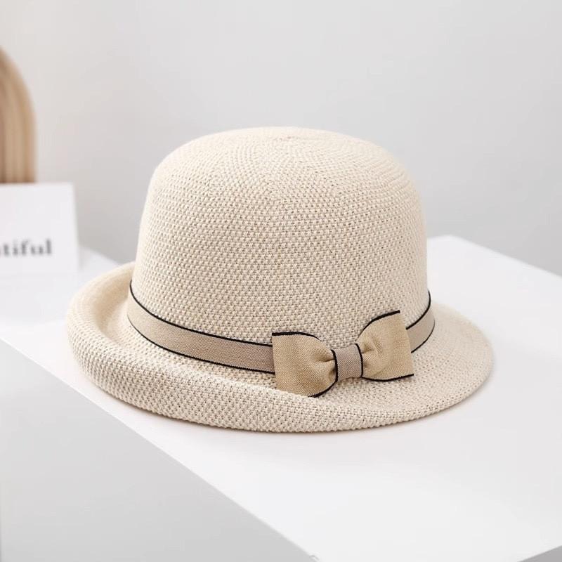 Summer Sun Hat For Women With Short Brim And Bow Knot For Outdoor Sun Protection