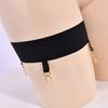 2Pcs Stretchy Thigh Band Leg Rings Metal Clips Collocation Hose Garter Belt With Anti-Slip Silicone Band For Stockings