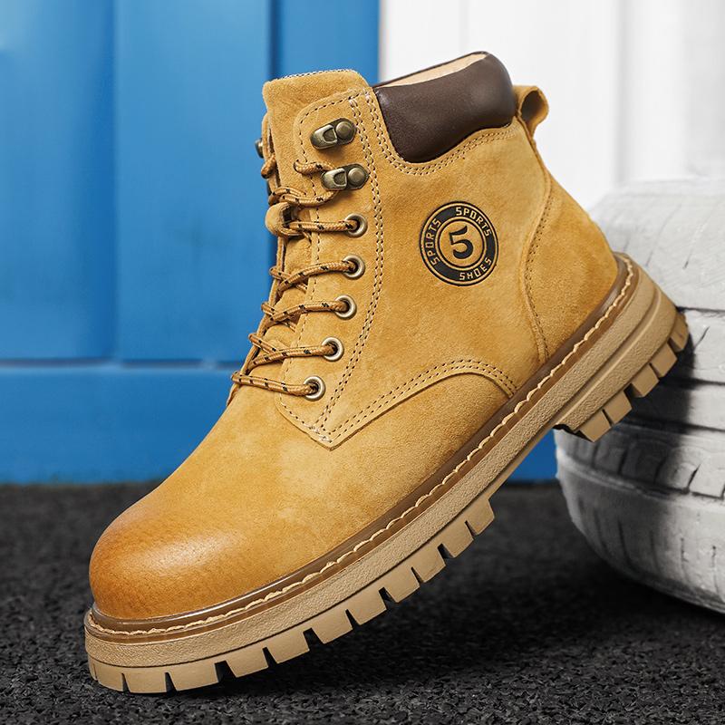 Vintage Suede Leather Men's Ankle Boots Fashion Man Lace Up High Top Shoes Outdoor Motorcycle Boots Top Quality Walk Shoes Botas