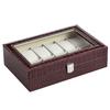 Watch Box 12 Slot Artificial Leather Clear Lid Watch Display Case Organizer Watch Holder with Key for Men