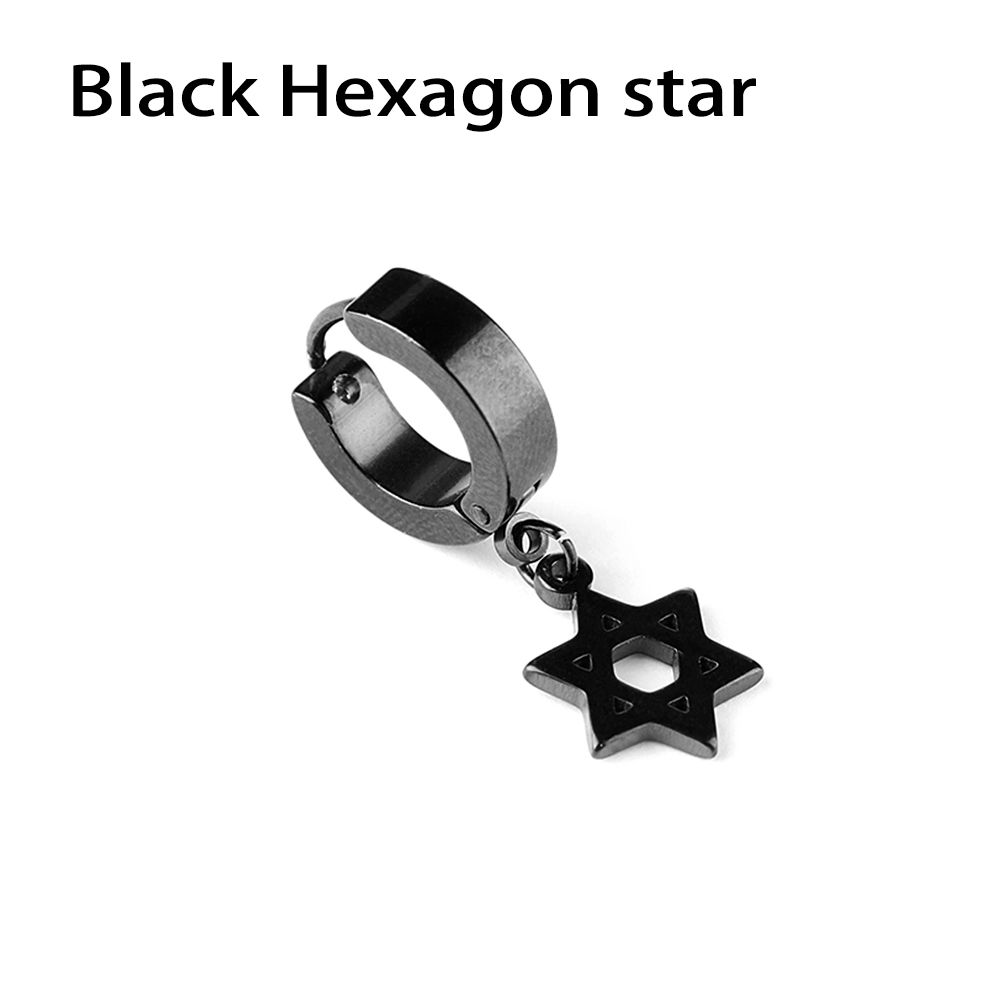 1Pc Punk Gothic Hoop Stainless Steel Earrings Ear Stud Pendant Cross Stars Dangle
