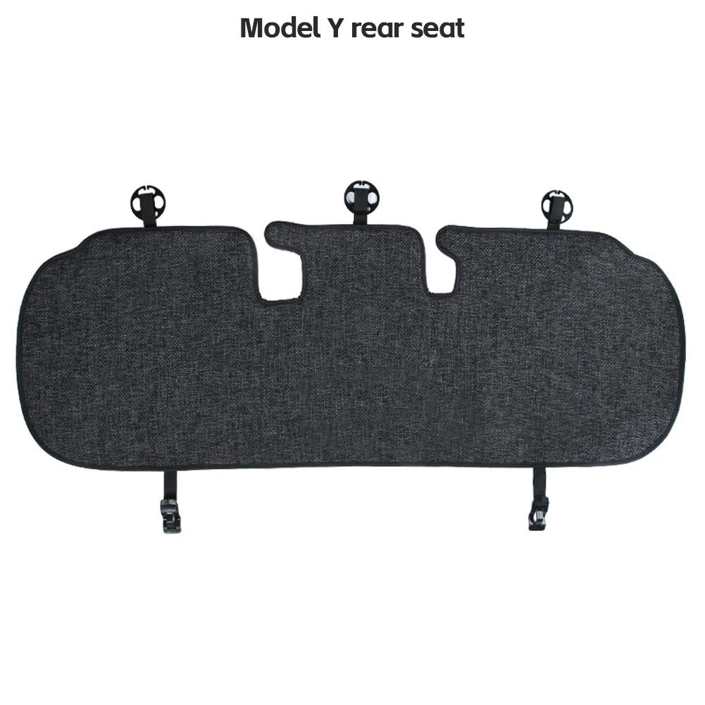 Flax Seat Pad Cover For Tesla Model 3 Model Y Breathable Comfortable Non-slip Car Front Drivers Passenger Rear Seatback Cushion