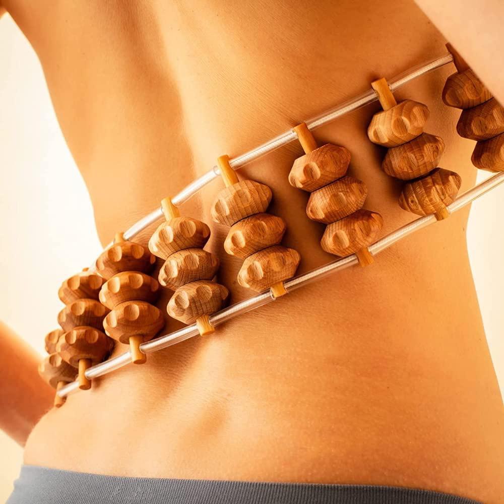 Beech Wood Manual Meridian Massager Roller for Shoulder and Back