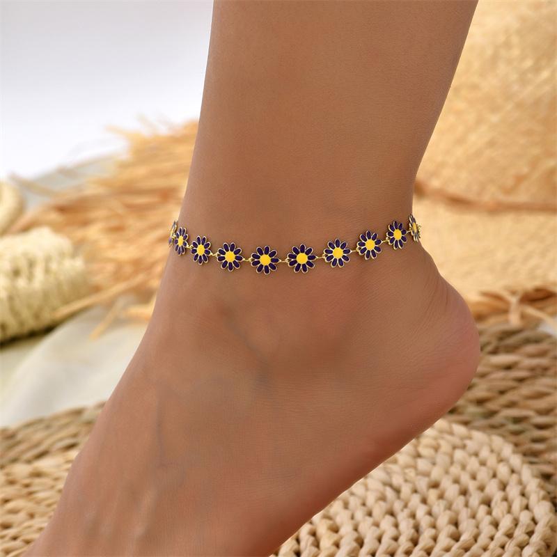Zoete Margriet Bloemen Enkelbandjes voor Vrouwen Strand Zeester Schelp Kralen Enkelband Been Armband Boheemse Voetketting Sandalen Sieraden Cadeaus