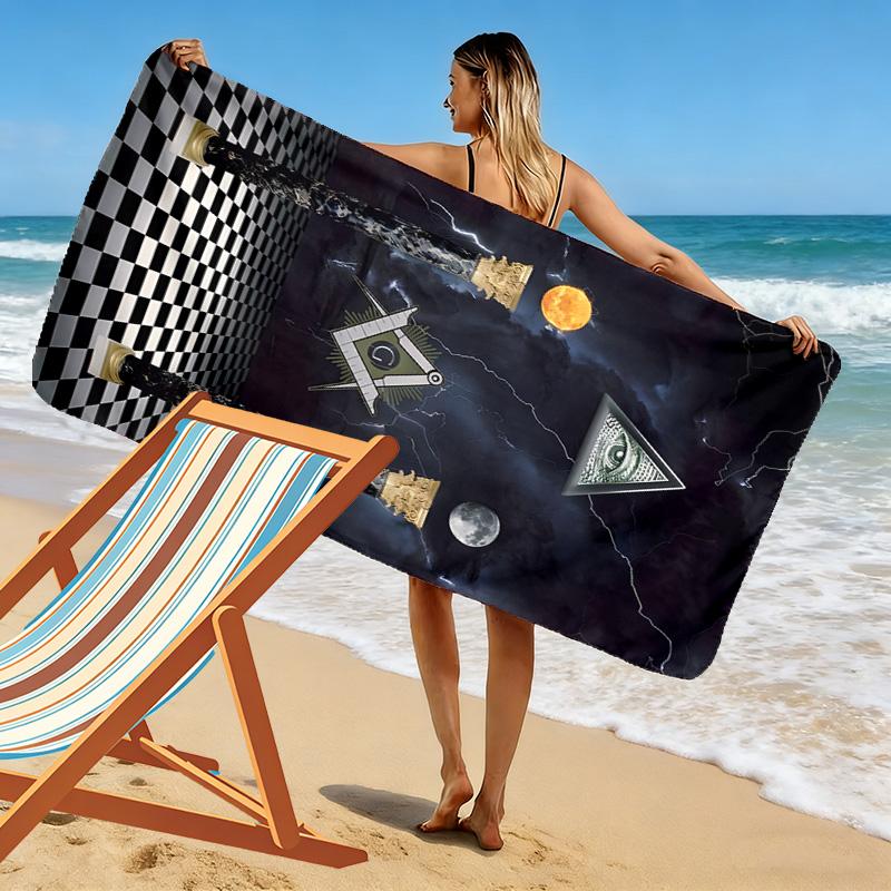 Supernatural Symbols Cosmic Forces Beach Towel Beach Outdoor Camping Outdoor Pool Towel Absorbent Bath Towel Swim Comfort Fashion Beach Printing
