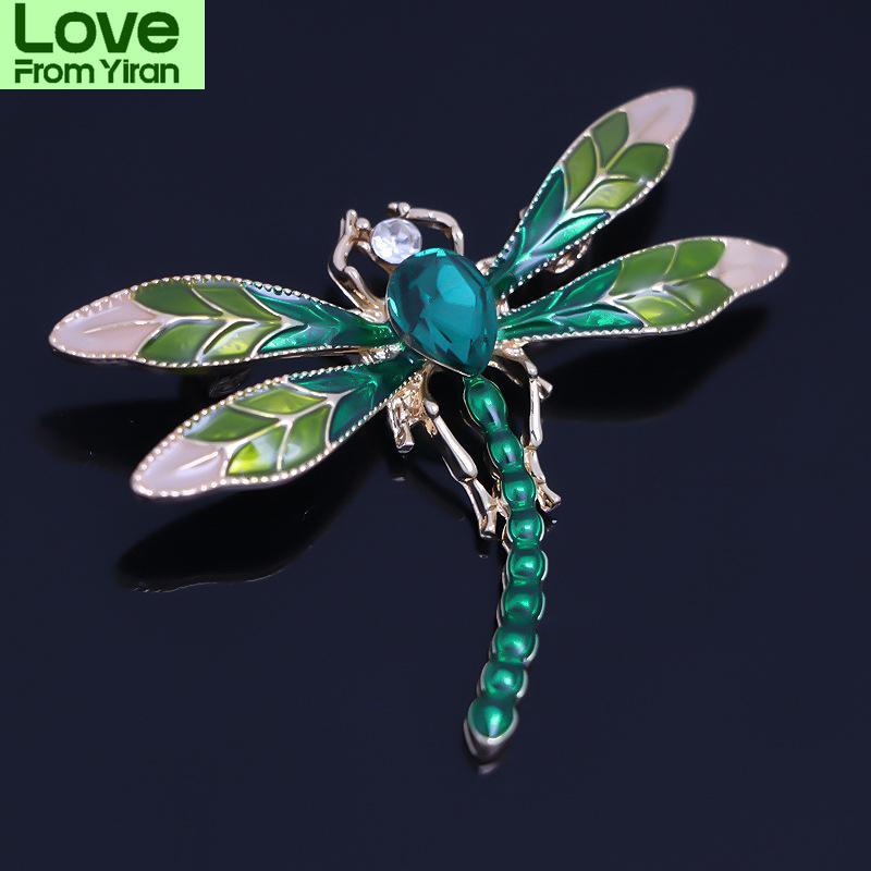 Mode Libel Kristal Broche Vrouwen Shirt Pak Strass Insect Dier Spelden Broches Feest Cadeau