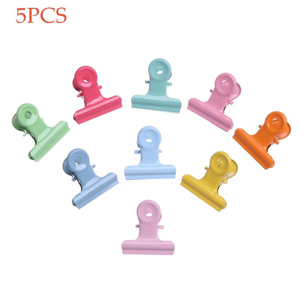 5pcs DIY Multifunction Candy colors Office Stationery Sealing Clips Folder Note Clamp Baking Paint