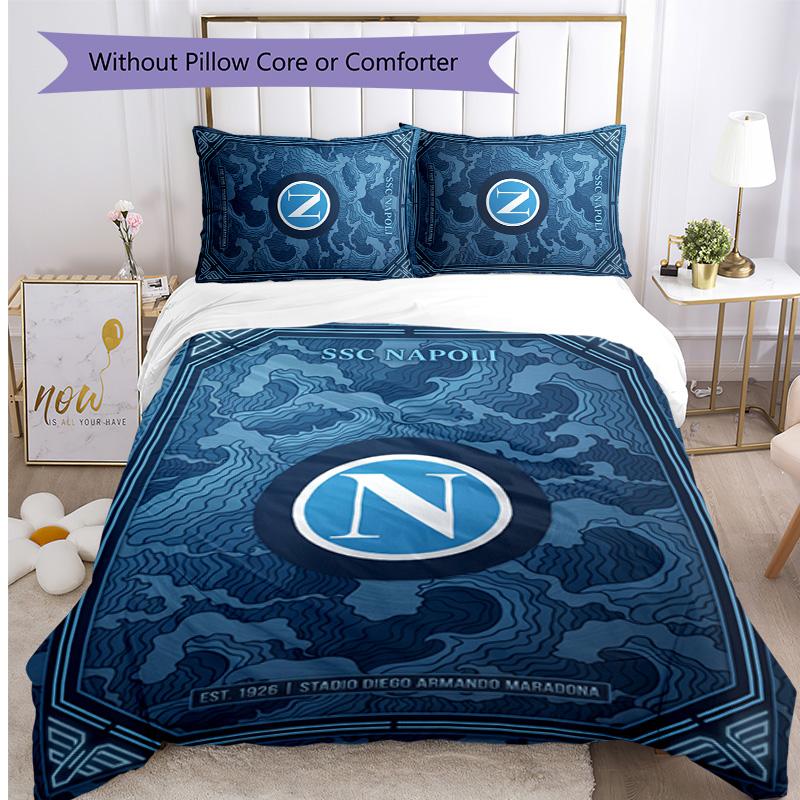 Napoli FC Printed 3PCS Bedding Set Breathable Duvet Cover with Pillowcases Decorative Bed Linen for Bedroom Home