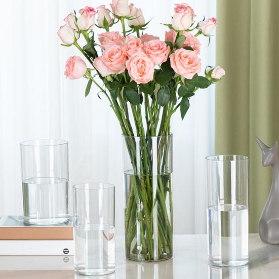 Clear Flower Vase for Centerpieces Shatterproof Tall Cylinder Plastic Vase for Wedding Event Home Office Table Decor