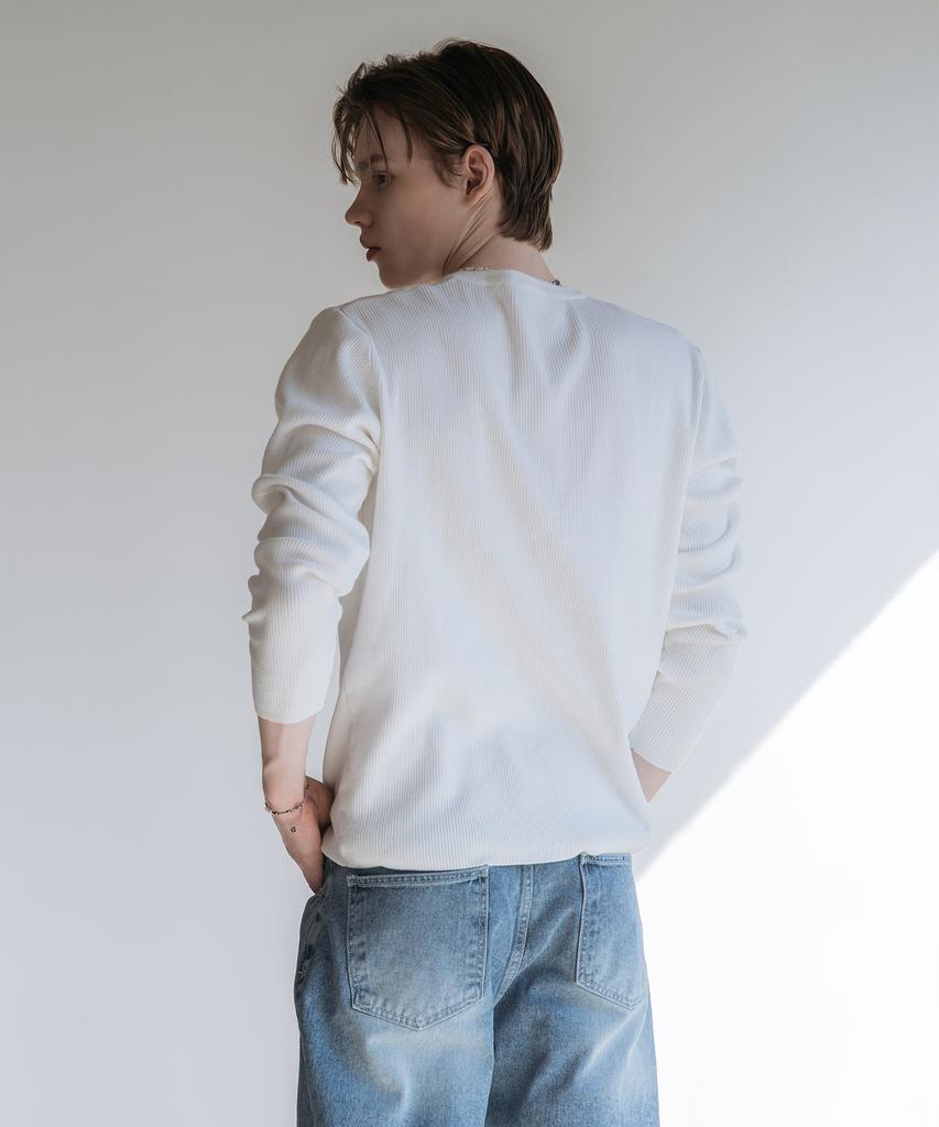 Dekkoloso Veil Henley Neck Knit [White]