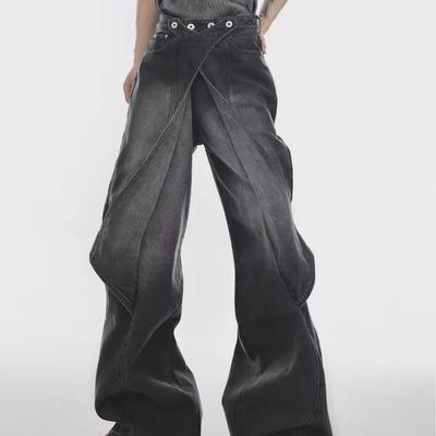 2024 Spring/Autumn Loose Washed Bell-Bottom Wide-Leg Jeans
