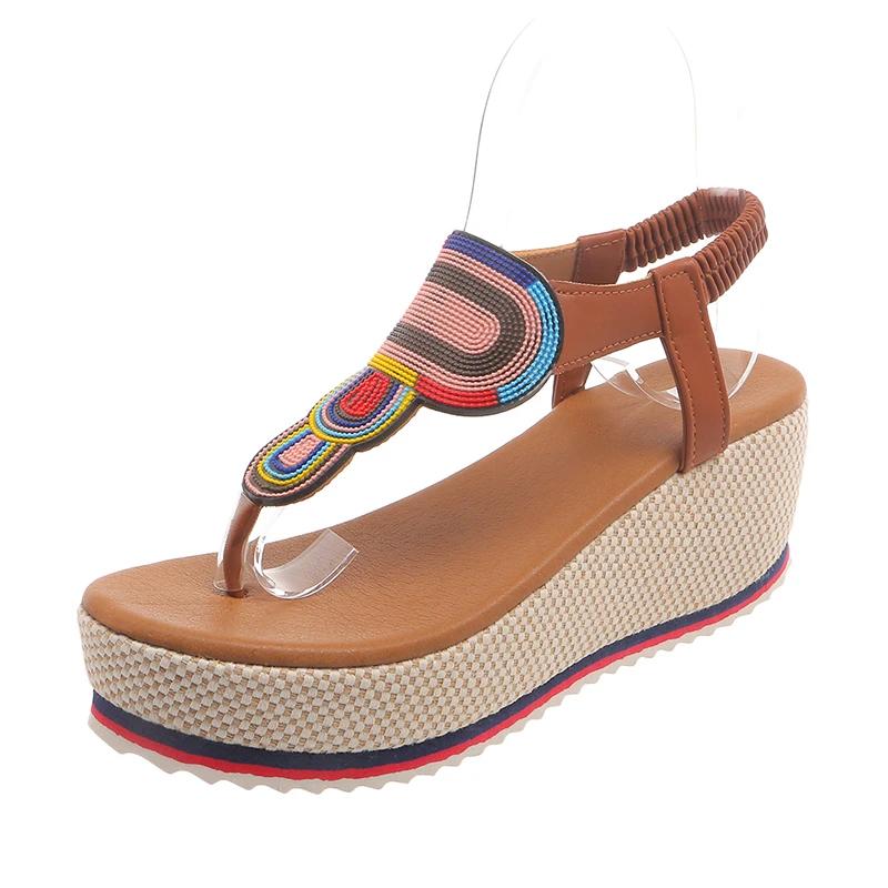 Fashion 2024 Hot Sale Women's Shoes Pinch Toe Women's Sandals Summer Rome Mixed Colors Casual Platform Wedge Heel Large Size Sandals