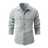 Spring Autumn Pockets Button Up Shirt Men's Washed Elastic Pure Cotton Men Long Sleeve Shirts