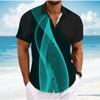 Chemise homme à motif simple, impression 3D, à boutons, chemise décontractée, chemise d'été, manches courtes, vêtements quotidiens, vacances