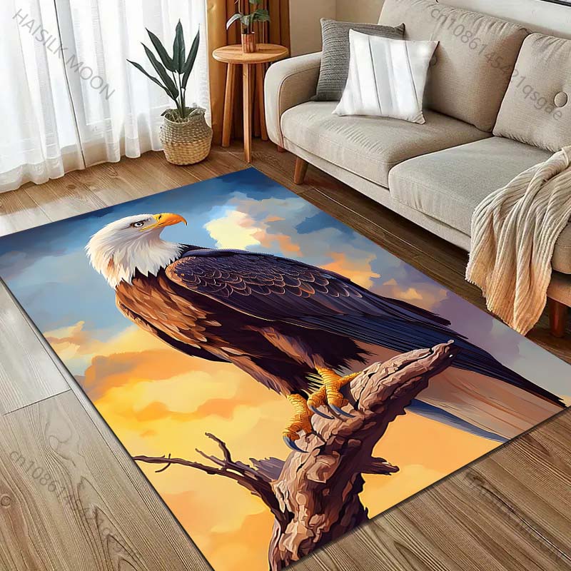 Multiple Sizes Eagle Perched On Branch Carpet for Living Room Bedroom Sofa Home Decor Rus Non-slip Floor Mat Luxury Gift