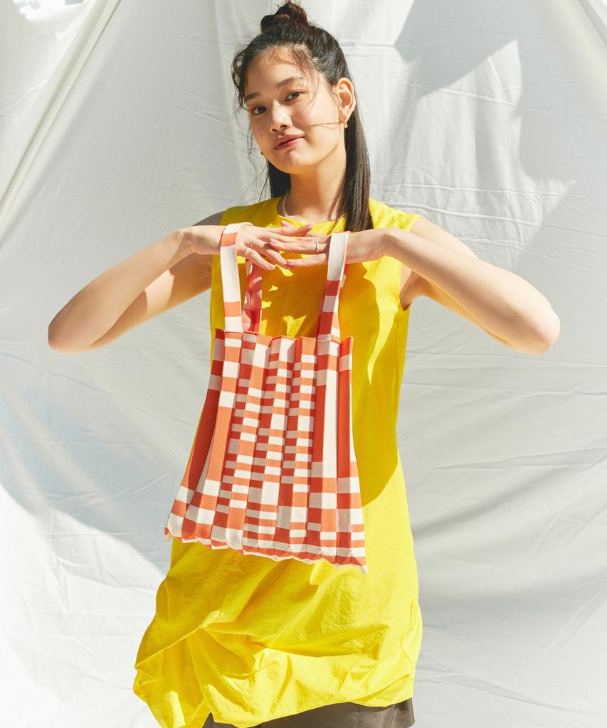 Pleatsmama Tote Bag Grid Orange