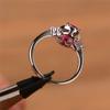 Female Red Stone Oval Ring White Stone Claw Ring Wedding Ring Jewelry Girl Minimalist Thin Ring KTJ