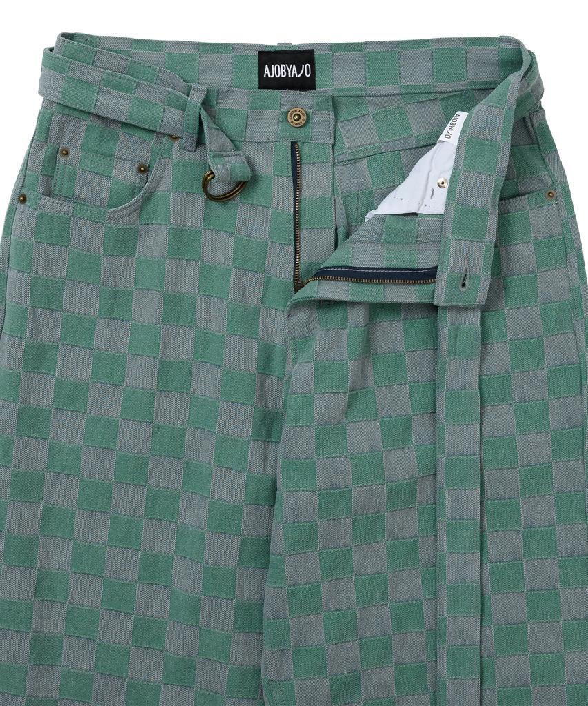 AJOBYAJO Checkerboard Denim Pants [Mint]