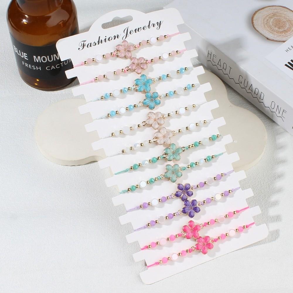 12Pcs/Set Flower Butterfly Starfish Turtle Beads Bohemian Woven Bracelets Hand Chains  Party Jewelry