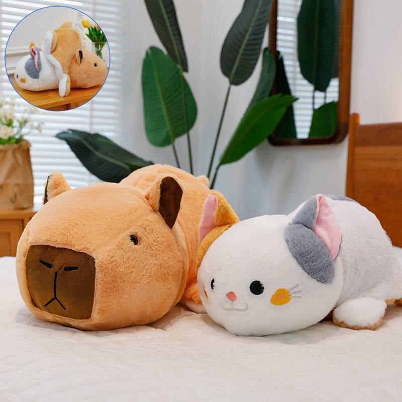 Entzückendes braunes Capybara Plüschtier Verwandlungs-Katzenpuppe Weiches Stofftier Geschenk