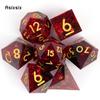 7 Pcs Red Resin Golden Number Sharp Edge Dice Polyhedral Dice Suitable for Role-Playing RPG Pathfinder Board Game