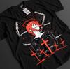Anime Kettensäge Unisex Makima Kreuze Und Ketten Grafik Schwarzes T-Shirt Größe S4XL